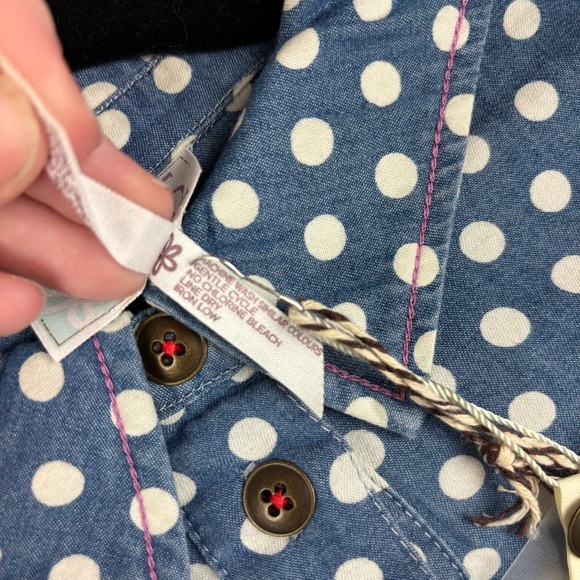NWT Matilda Jane 435 FROM HEART Polka Dot Hi Lo Tunic Top Blue/White Chambray 14 - Picture 8 of 9